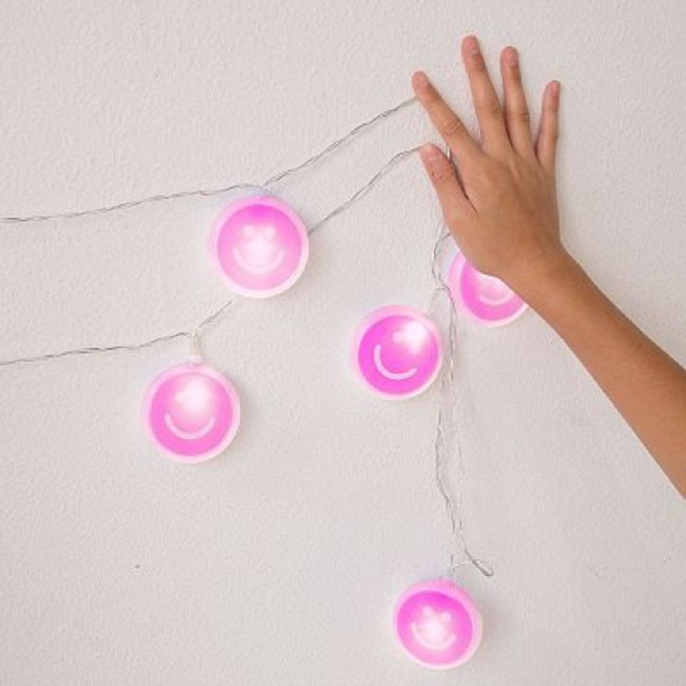 NIB Packed Party Pink Smiley String Lights